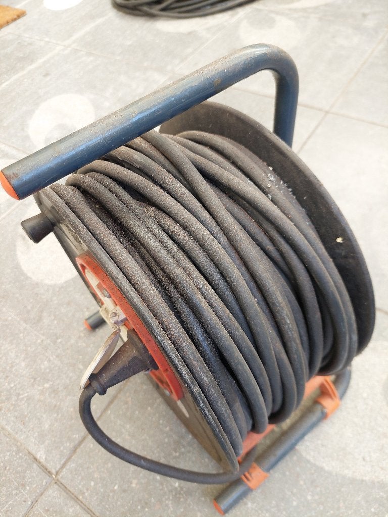 verlengsnoer in haspel 50 meter, Ophalen, Gebruikt, Kabel of Snoer