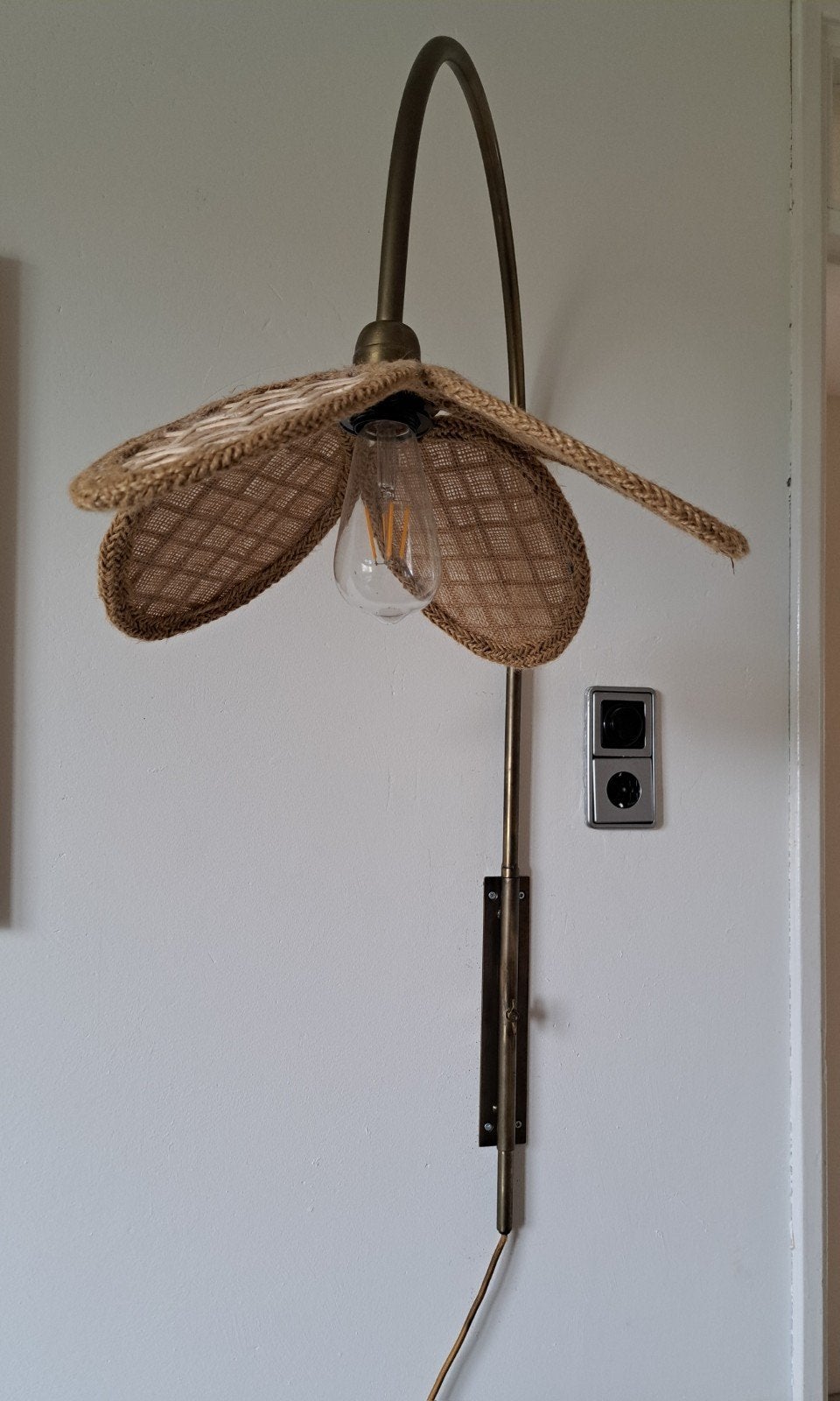 Madam Stoltz Jute Wandlamp Bloem - Sfeervolle Verlichting, Ophalen, Nieuw