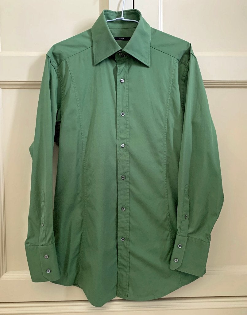 GUCCI overhemd 16|41 groen ONGEDRAGEN, Verzenden, Nieuw, Halswijdte 41/42 (L), Gucci