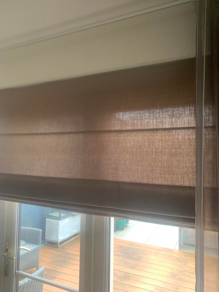 Vouwgordijn kwaliteit linnen Taupe 148X215cm, Huis en Inrichting, Stoffering | Gordijnen en Lamellen, Ophalen of Verzenden