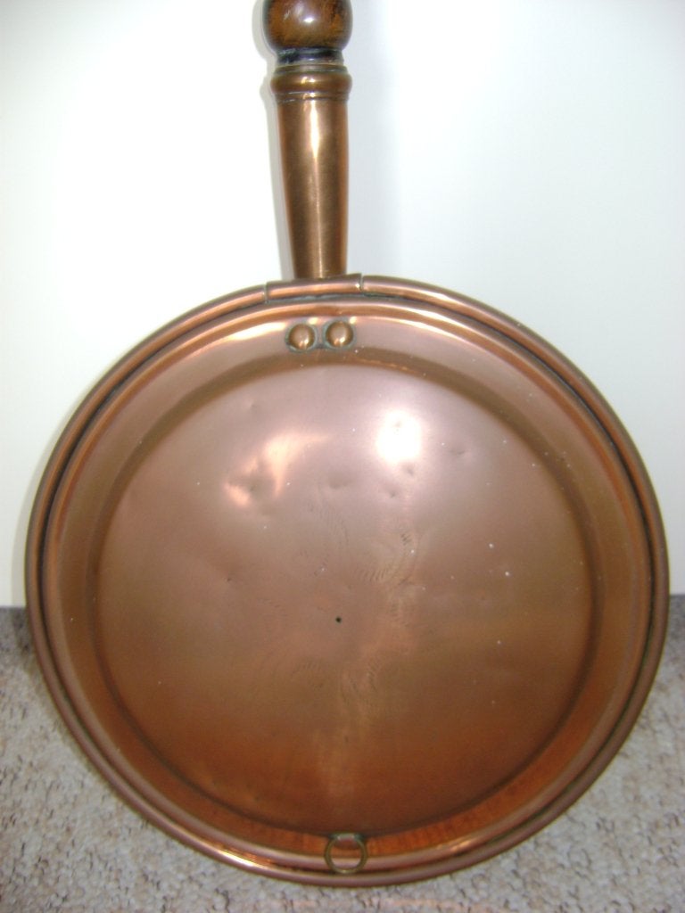 Beddenpan antiek koper en houten steel, Antiek en Kunst, Antiek | Koper en Brons, Ophalen, Koper
