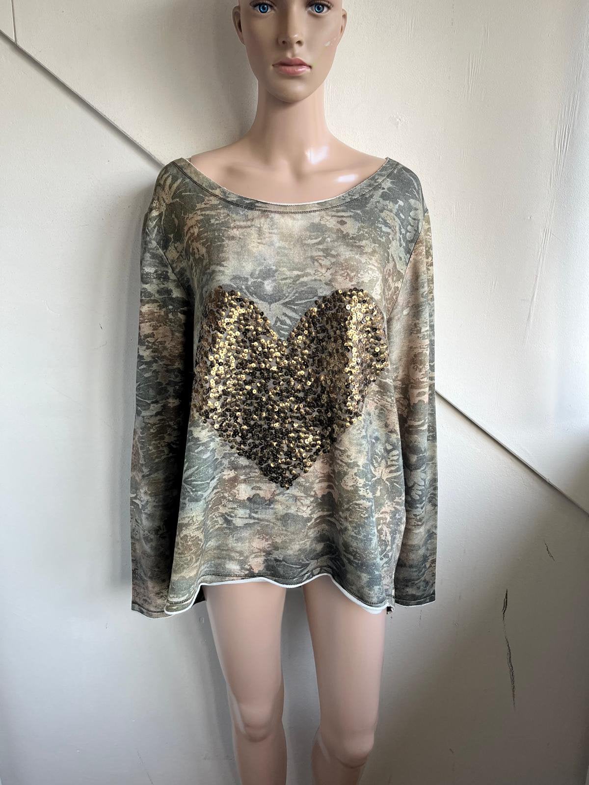 Rick Cardona sweatshirt top dunne trui maat 46 bruin beige, Beige, Maat 46/48 (XL) of groter, Ophalen of Verzenden, Zo goed als nieuw