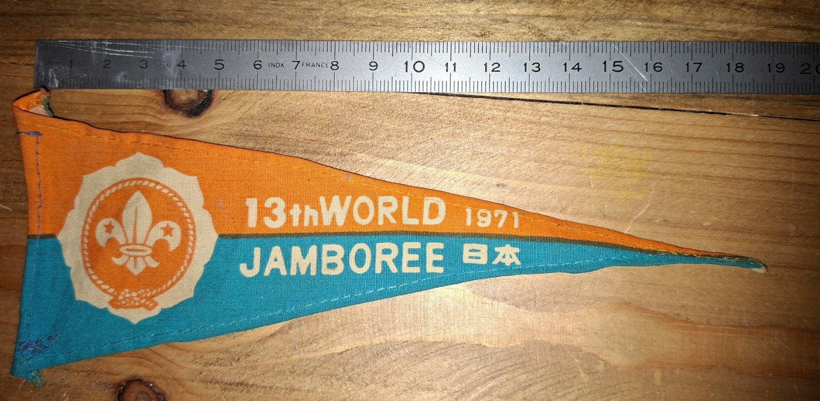 Fiets/tafel vlaggetje Wereld Jamboree 1971, Verzamelen, Ophalen of Verzenden, Gebruikt