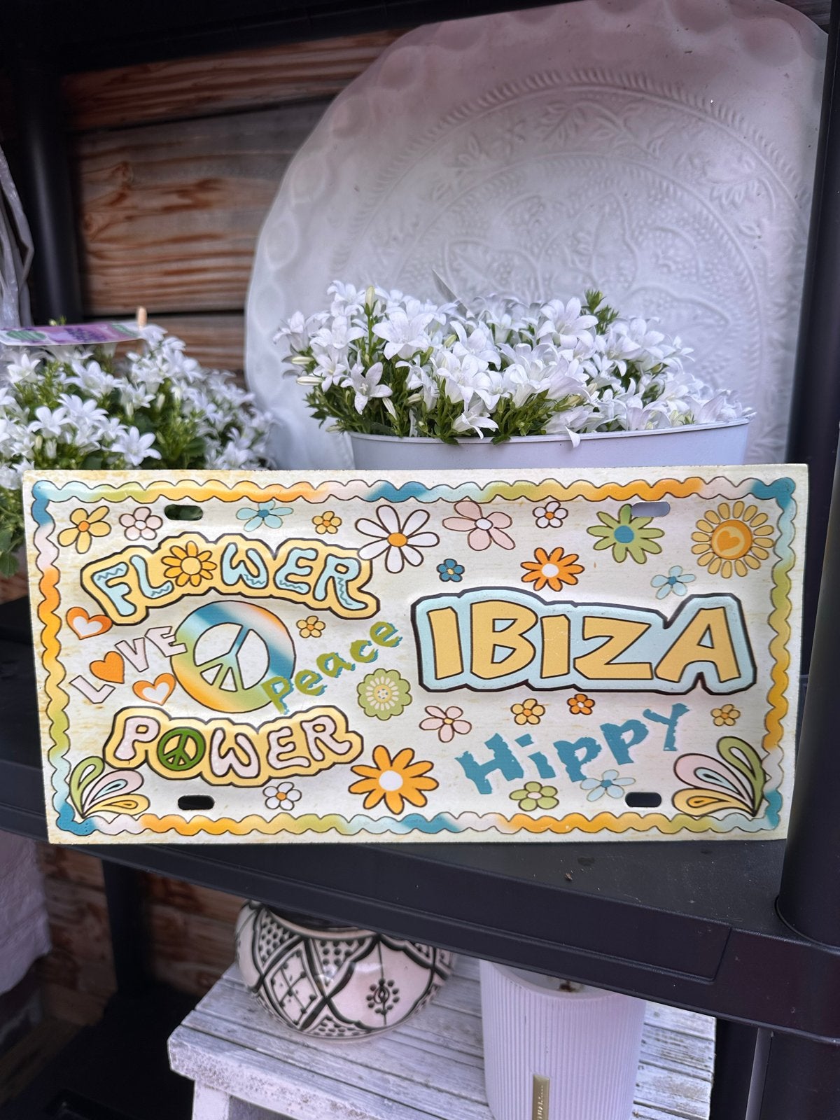 Nieuw Ibiza Bohemian Hippie Wandbord Tekstbord, Metaal, Boho, Meerkleurig, Nieuw