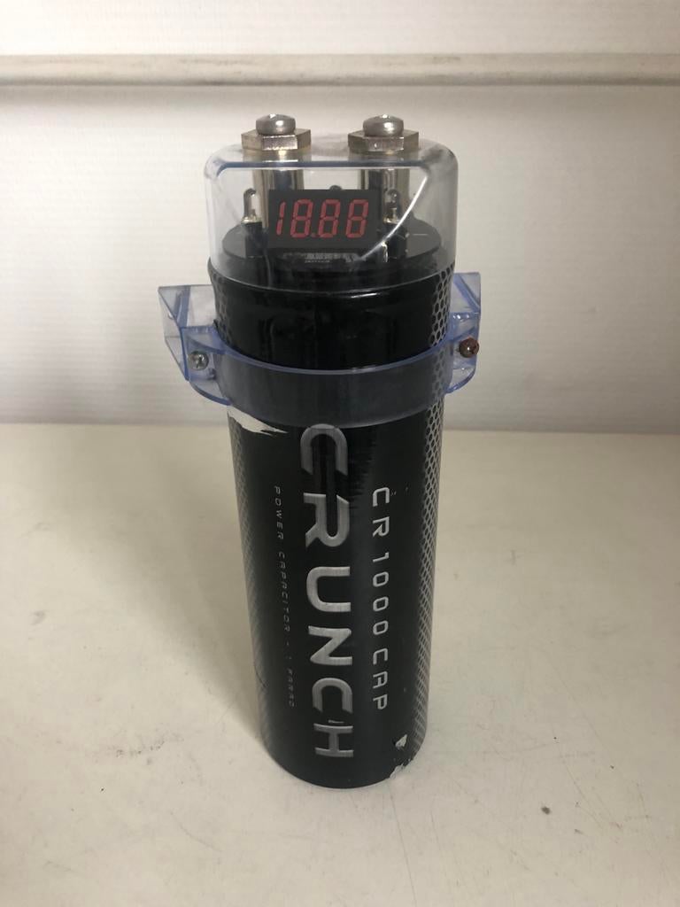 Crunch CR1000CAP Power Capacitor met voltmeter, Auto diversen, Autospeakers, Ophalen of Verzenden, Zo goed als nieuw