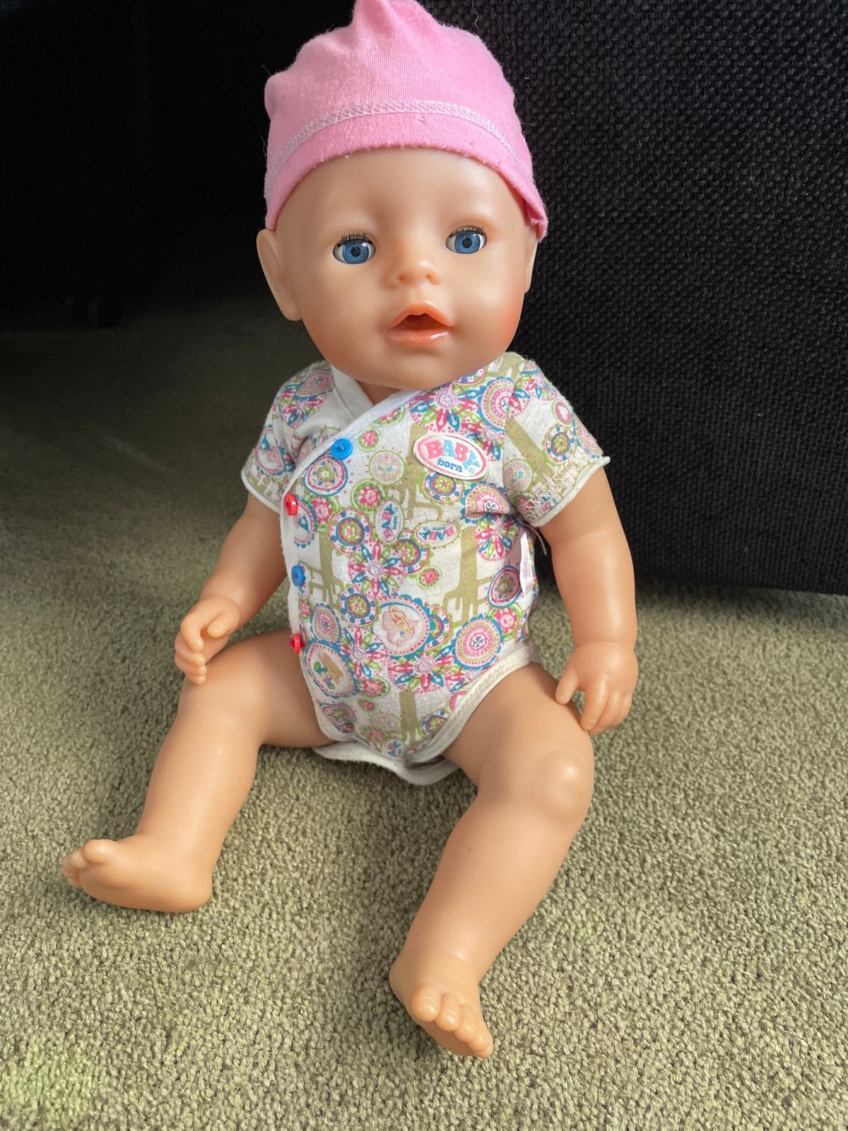 BABY born babypop met roze muts en rompertje, Ophalen of Verzenden, Gebruikt, Babypop
