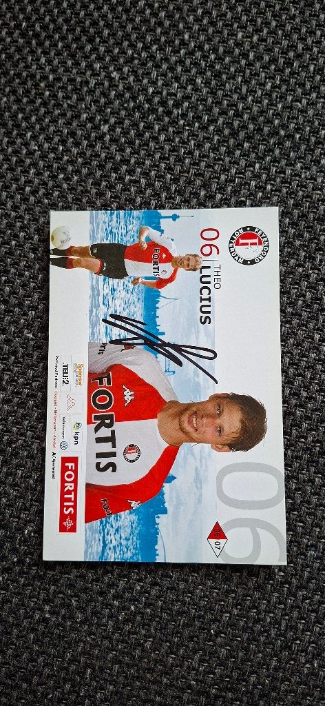 Spelerskaart met handtekening; Theo Lucius # Feyenoord, Verzamelen, Ophalen of Verzenden, Nieuw, Feyenoord, Spelerskaart