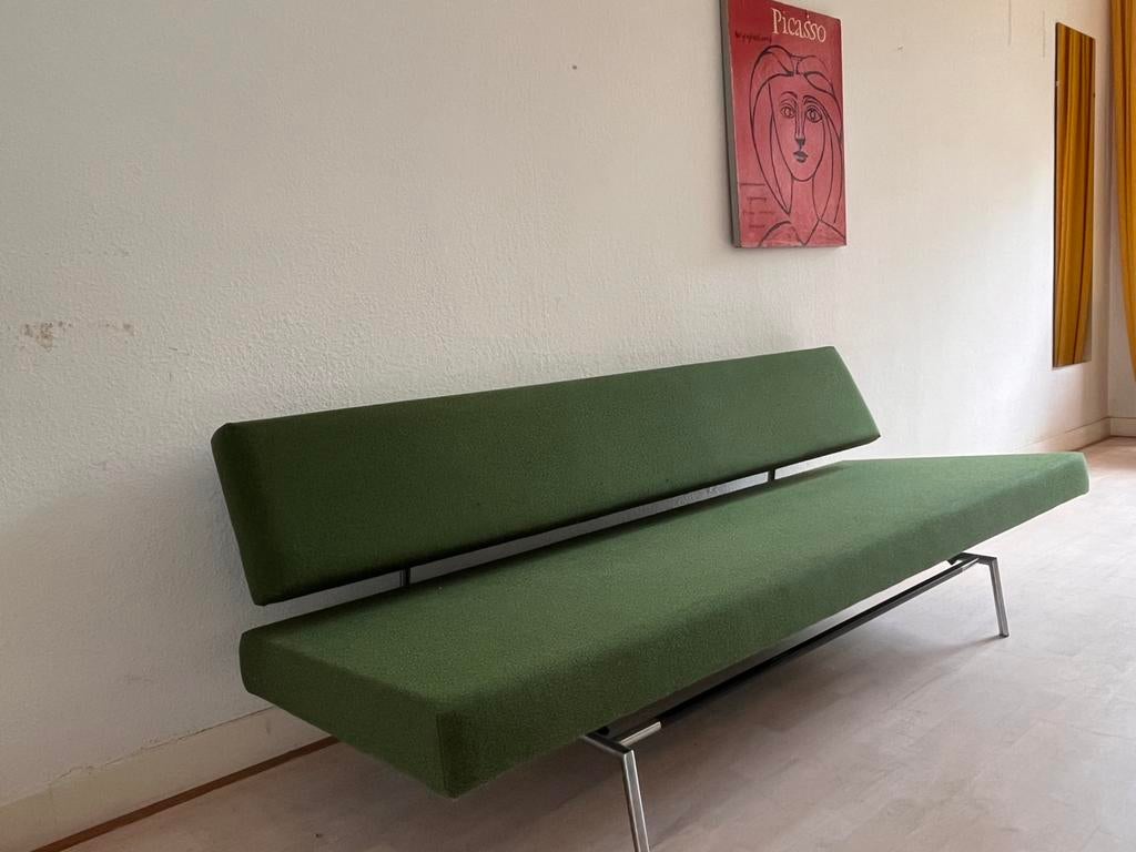 Martin Visser slaapbank / daybed – groen – originele staat, Ophalen, Zo goed als nieuw, Tweepersoons, Groen