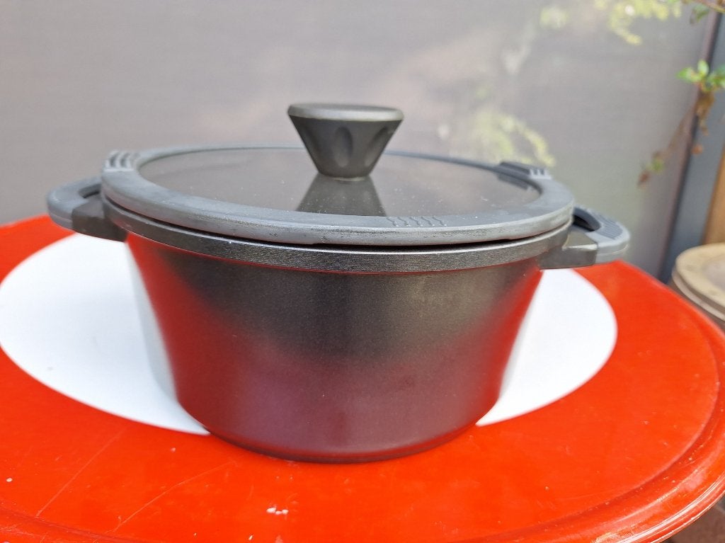 Gietijzeren braadpan 20 cm doorsnede, Huis en Inrichting, Gebruikt, Afneembaar handvat, Ophalen of Verzenden, Aldi