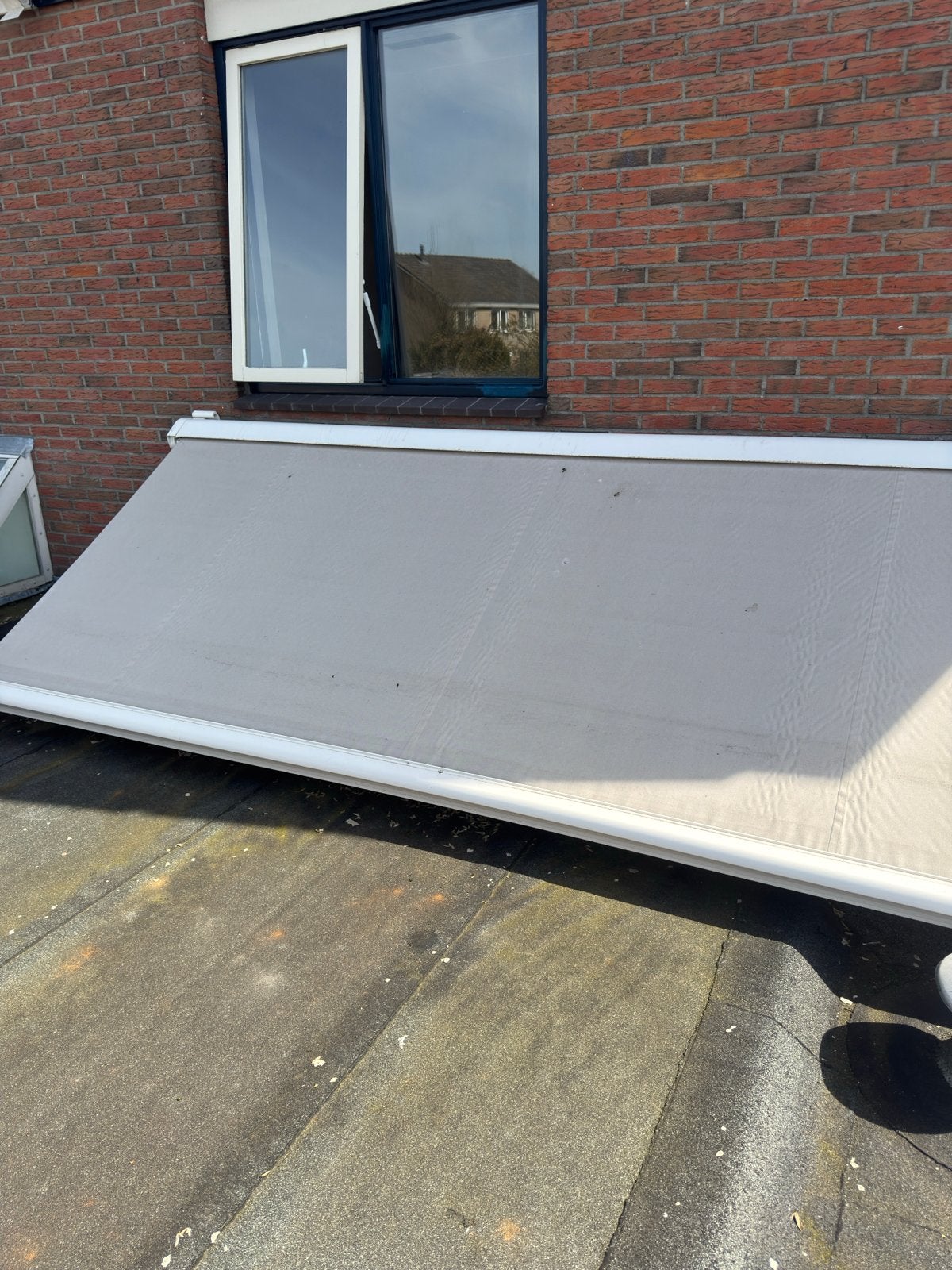 Zonnescherm  - Beige, elektrisch, Tuin en Terras, Gebruikt, Overige typen, 450 cm of meer, Elektrisch