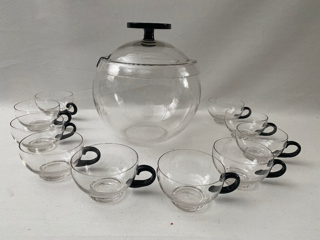 Art Deco/30s W.J. Rozendaal Bowlschaal met deksel en 4+6 kop, Ophalen of Verzenden, Gebruikt, Overige typen