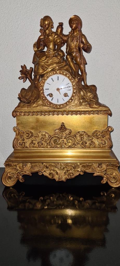 Franse pendule brons/vuurverguld, Antiek en Kunst, Ophalen