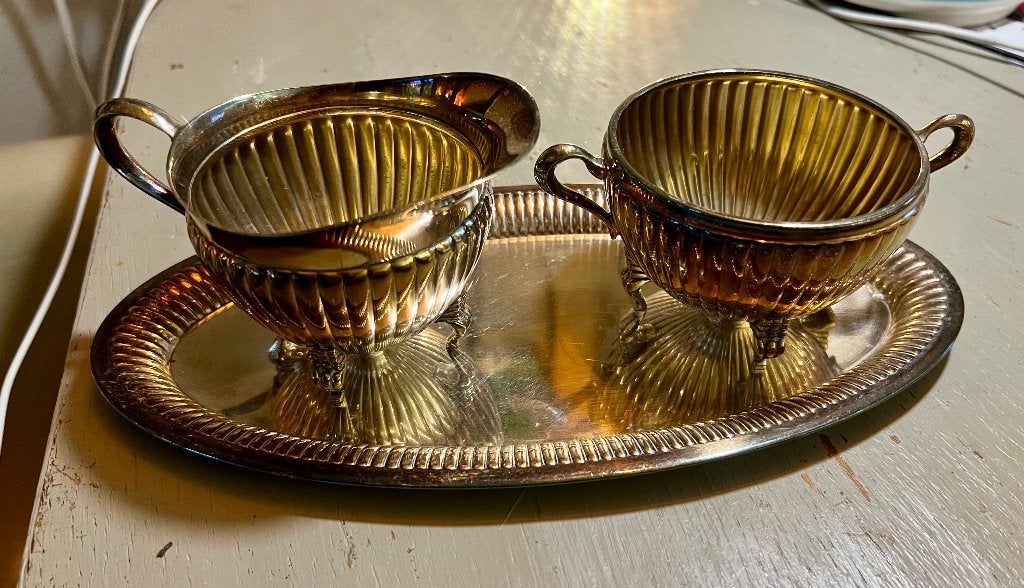 Antiek Empire art deco nouveau roomstel set WMF verzilverd, Ophalen of Verzenden