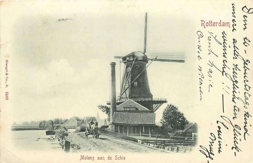 380-808-023 Rotterdam Molens aan de Schie, Verzenden, Voor 1920, Zuid-Holland