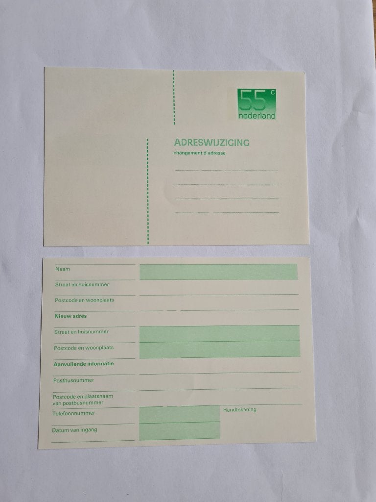 7883 nederland adreswijzigings kaart 55ct ., Verzenden