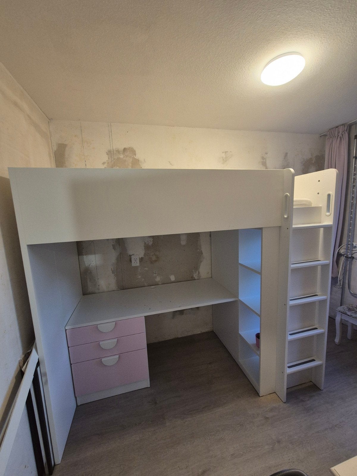 Hoogslaper met bureau, kast en matras SMASTAD IKEA, Ophalen, Gebruikt, Hoogslaper