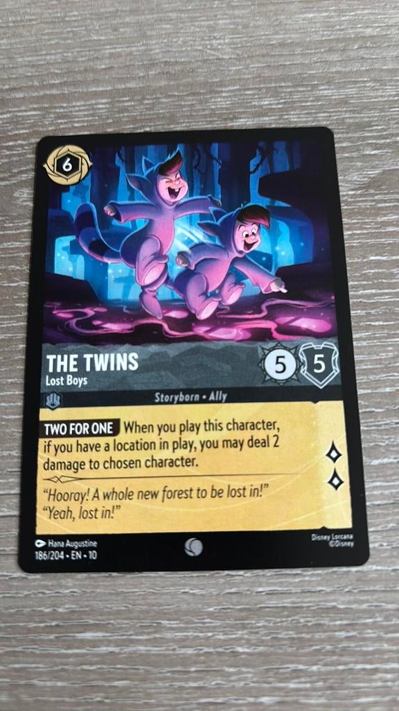 Disney Lorcana The Twins lost boys 186-204 10WHI nonfoil, Ophalen of Verzenden, Zo goed als nieuw, Losse kaart