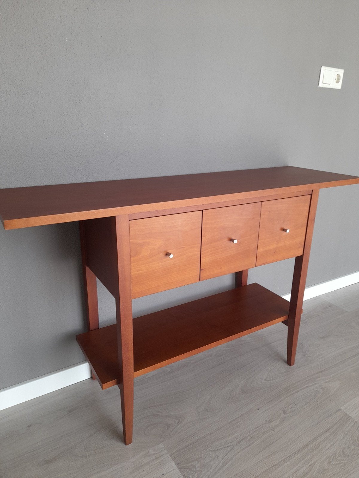 Kersen houten sidetable met 3 lades en opbergplank, Ophalen, Modern, Klassiek, Zo goed als nieuw, 75 cm of meer