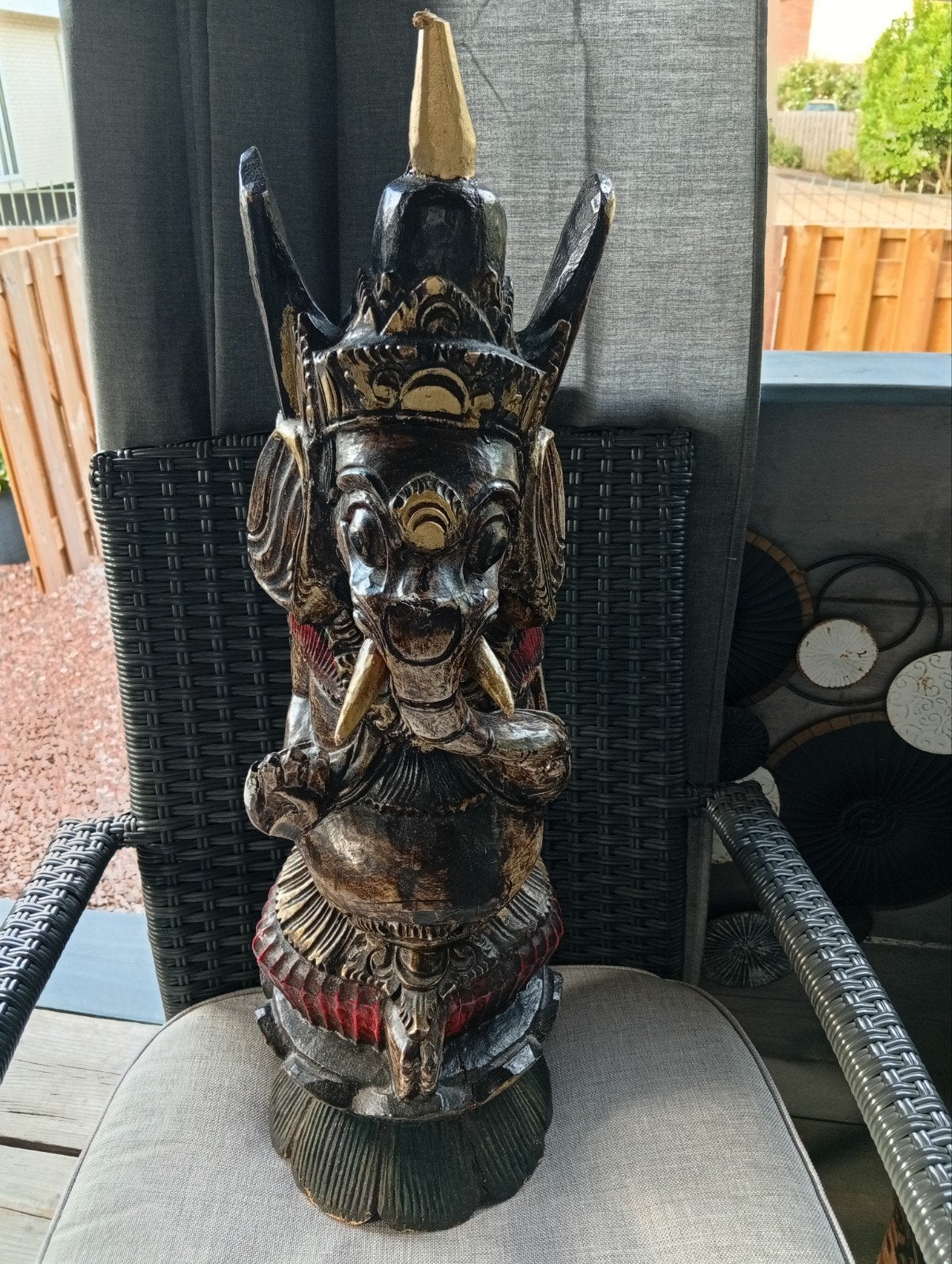 Uniek handgesneden houten beeld - Aziatische olifant, Ophalen of Verzenden