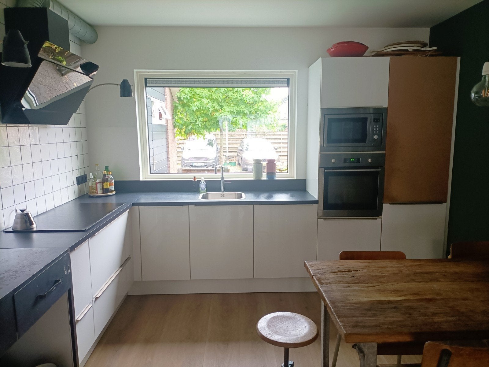 Witte, hoogglans hoek keuken., Ophalen, Gebruikt, Wit, Hoekkeuken