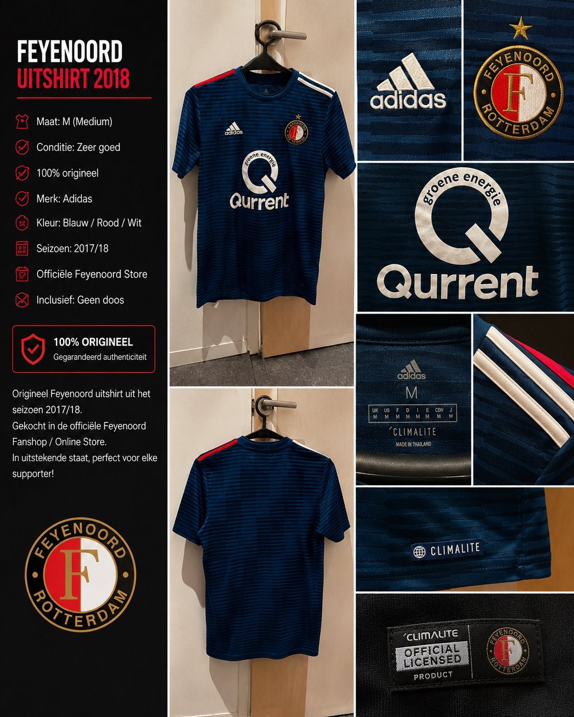 Feyenoord uitshirt 2017/18 - Maat M, Maat M, Ophalen of Verzenden, Zo goed als nieuw, Shirt
