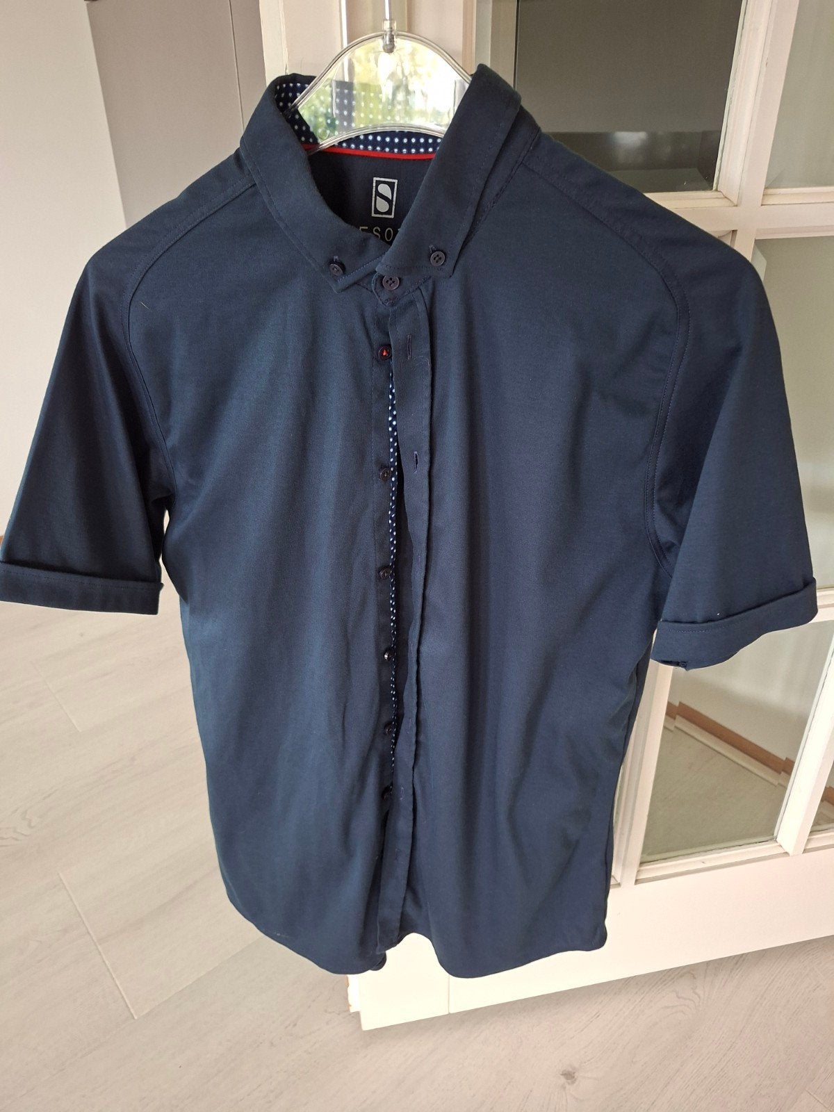 Desoto donkerblauw strijkvrij overhemd maat M, Blauw, Desoto, Zo goed als nieuw, Halswijdte 39/40 (M)
