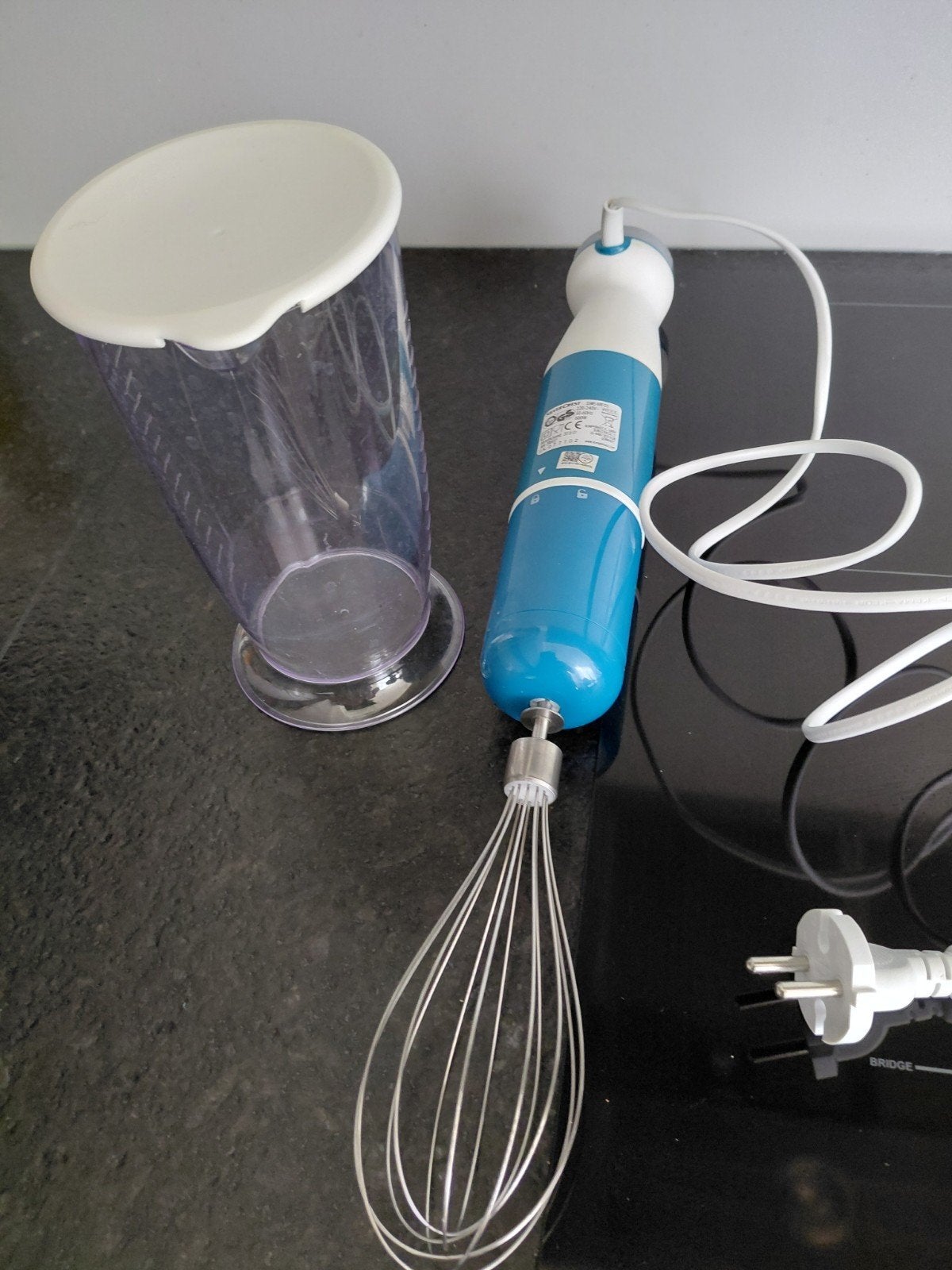 Handmixer met garde en maatbeker - Blauw/Wit, Minder dan 1 liter, Ophalen, Gebruikt, 2 snelheden