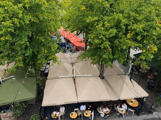 Grote Horeca Parasols VN-PLU te koop, Tuin en Terras, Parasols, Ophalen, Gebruikt, Overige typen, Waterdicht