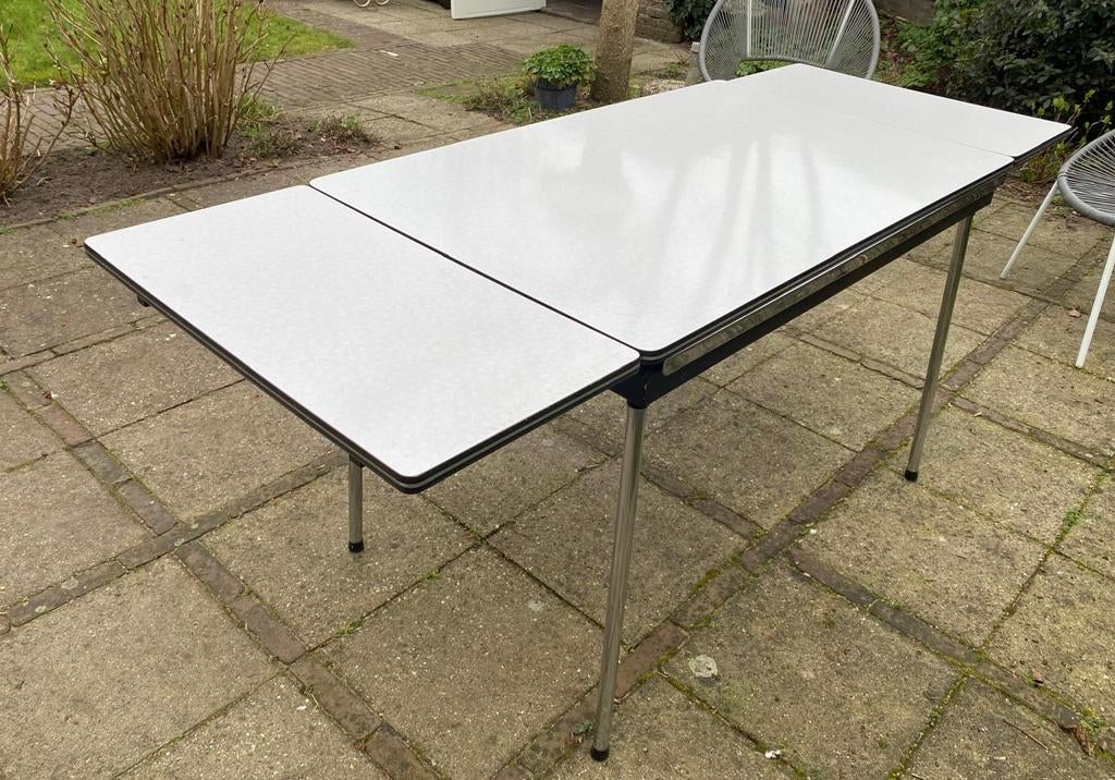 Vintage Formica tafel, verstelbaar, Overige houtsoorten, Gebruikt, Jaren 60, 100 tot 150 cm