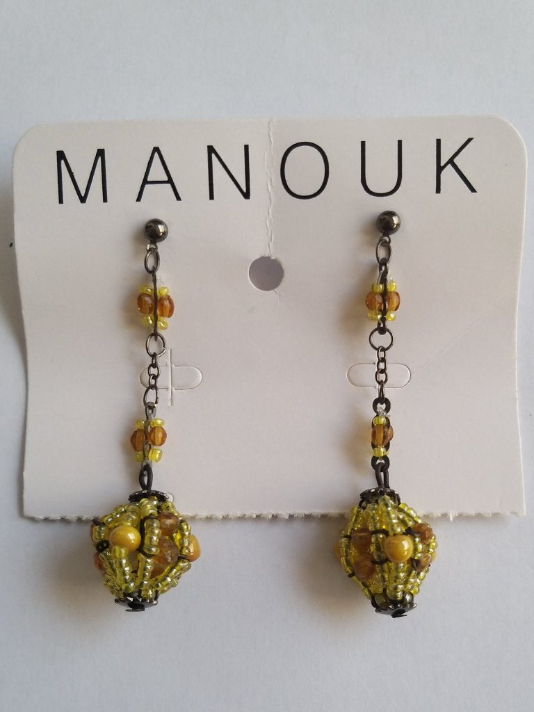 Manouk gele en groene kraaltjes steker oorbellen, Sieraden, Tassen en Uiterlijk, Oorbellen, Overige materialen, Geel, Nieuw, Ophalen of Verzenden