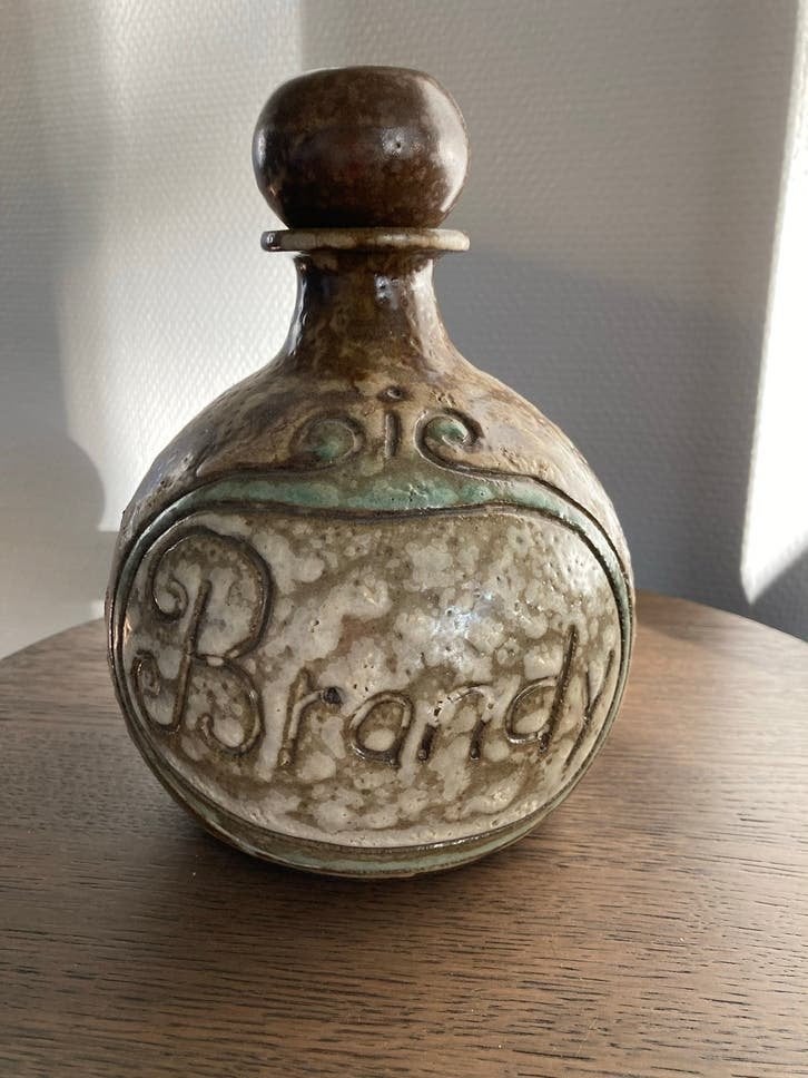 Hannie Mein Aardewerk Brandy Fles met Kurk - Handgemaakt, Ophalen of Verzenden