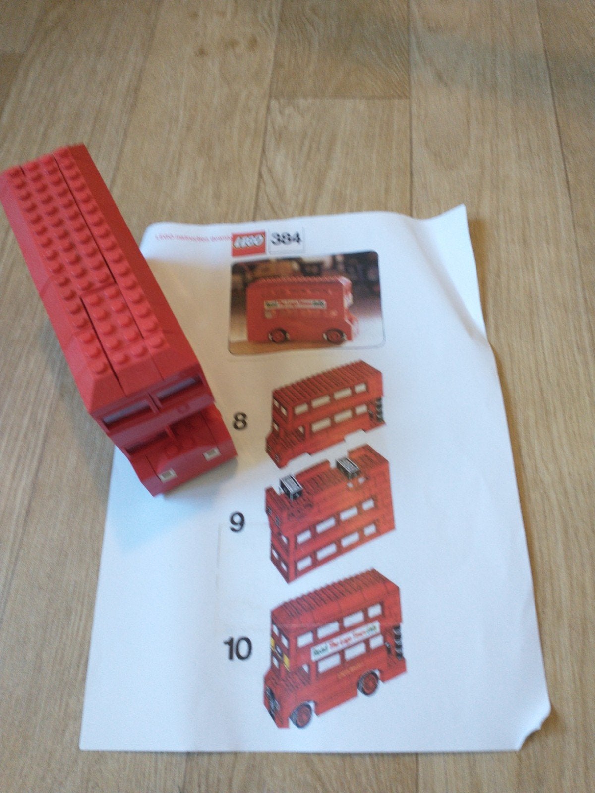 LEGO 384 Rode Dubbeldekker Bus - Compleet met Boekje, Gebruikt, Lego, Ophalen of Verzenden, Compleet