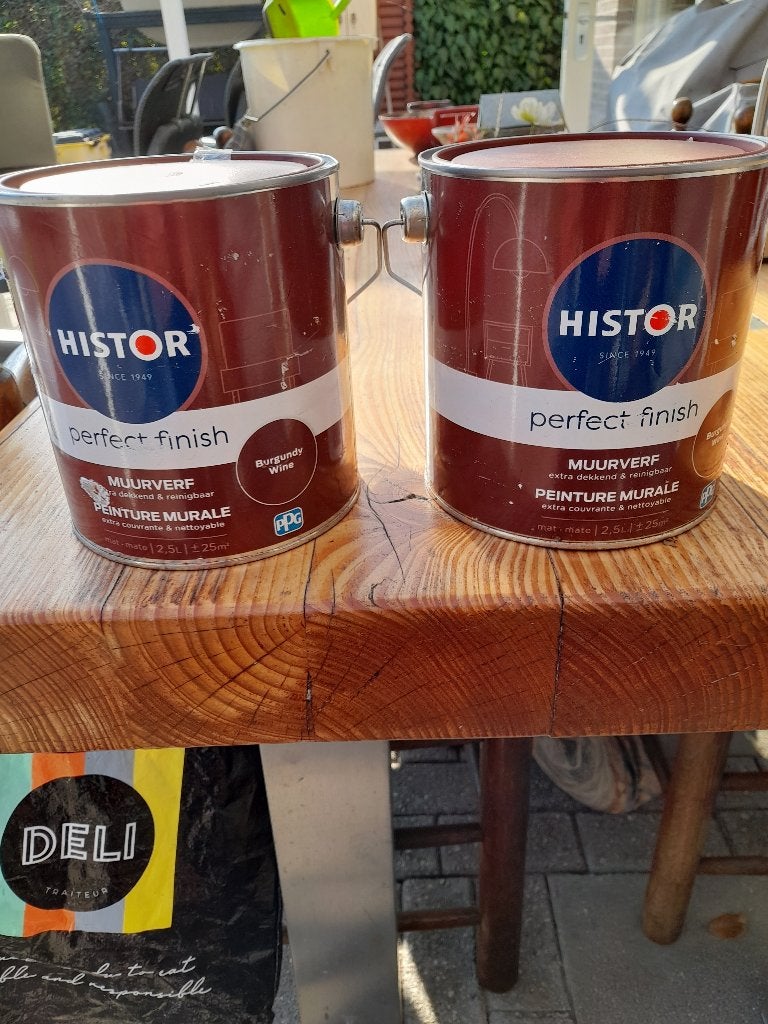 Histor muurverf (kleur Burgundy Wine), Overige kleuren, Ophalen of Verzenden, Minder dan 5 liter, Verf