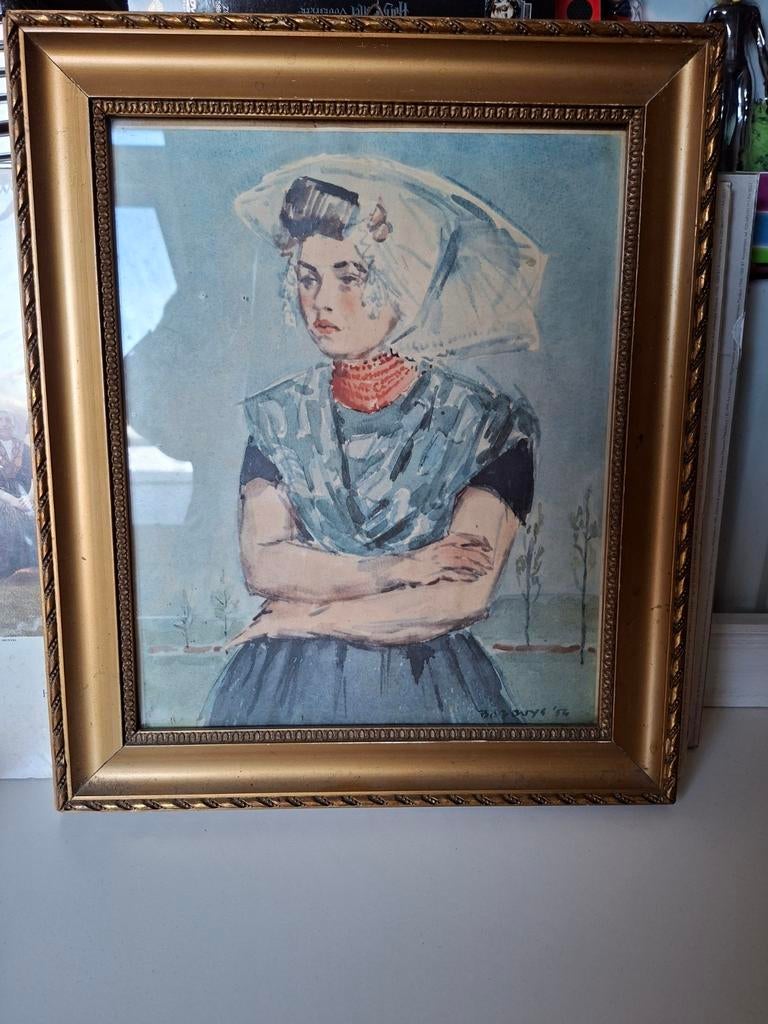 Lijst van een vrouw in klederdracht Zeeuws, Antiek en Kunst, Kunst | Schilderijen | Klassiek, Ophalen of Verzenden