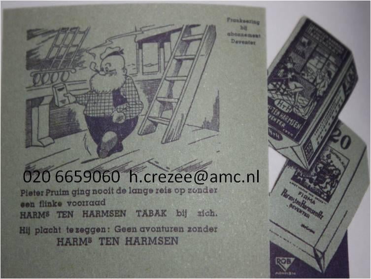 gezocht oud reclame folder harms ten harmsen tabak 1930 1940, Ophalen of Verzenden, Gelezen, Folder