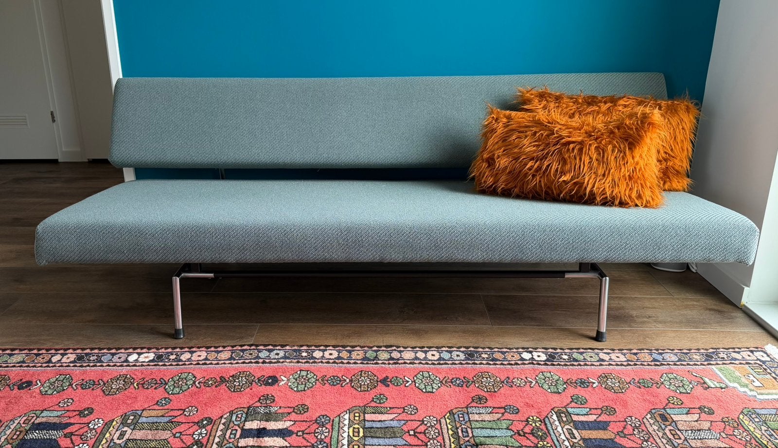 Martin Visser slaapbank van Pastoe blauwgroene Kvadrat-stof, Huis en Inrichting, Slaapkamer | Slaapbanken, Gebruikt, Overige kleuren