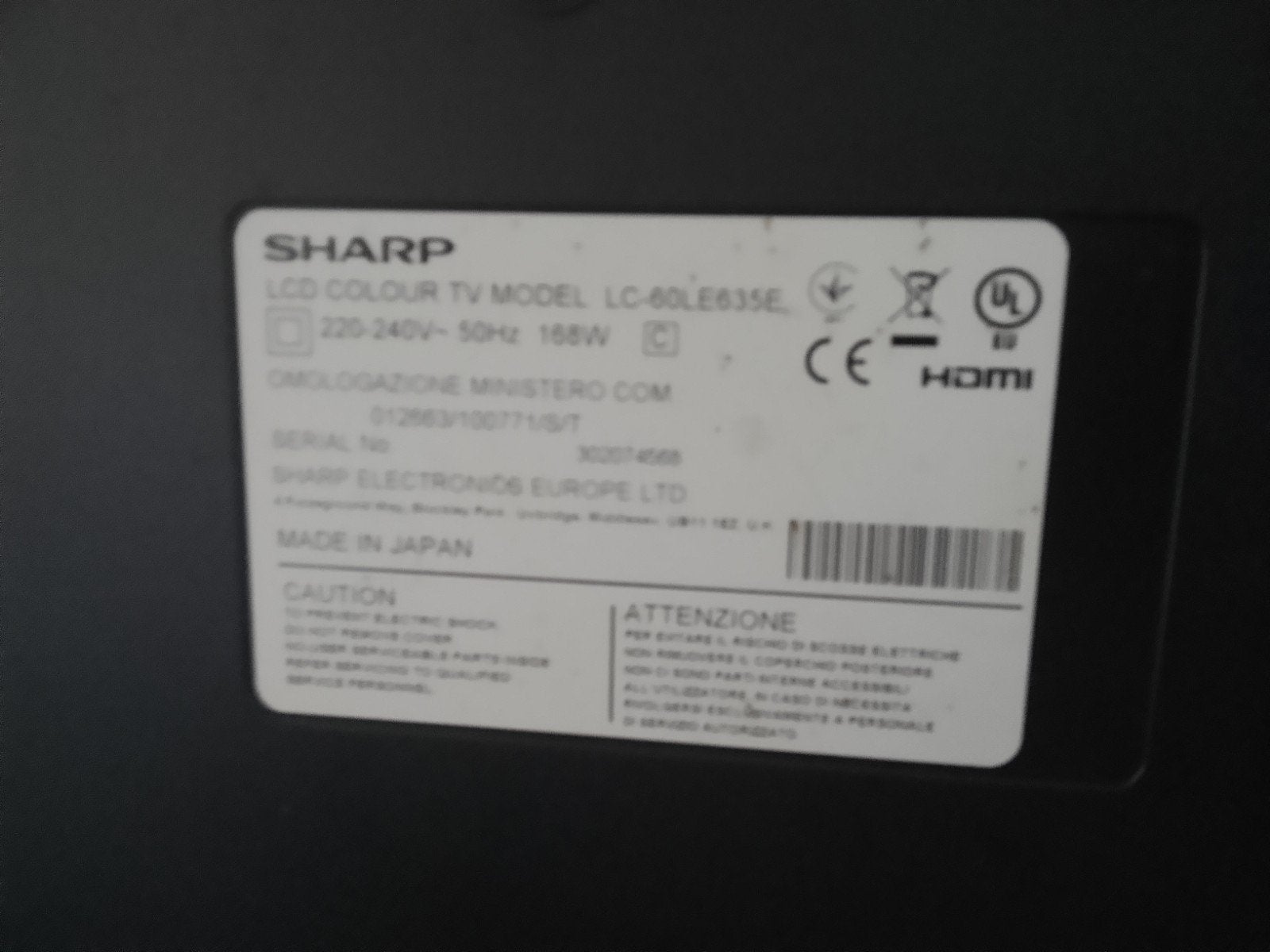 Sharp TV - zeer grote tv zonder afstandbediening 65 euro, LED, 50 Hz, Niet werkend, Sharp
