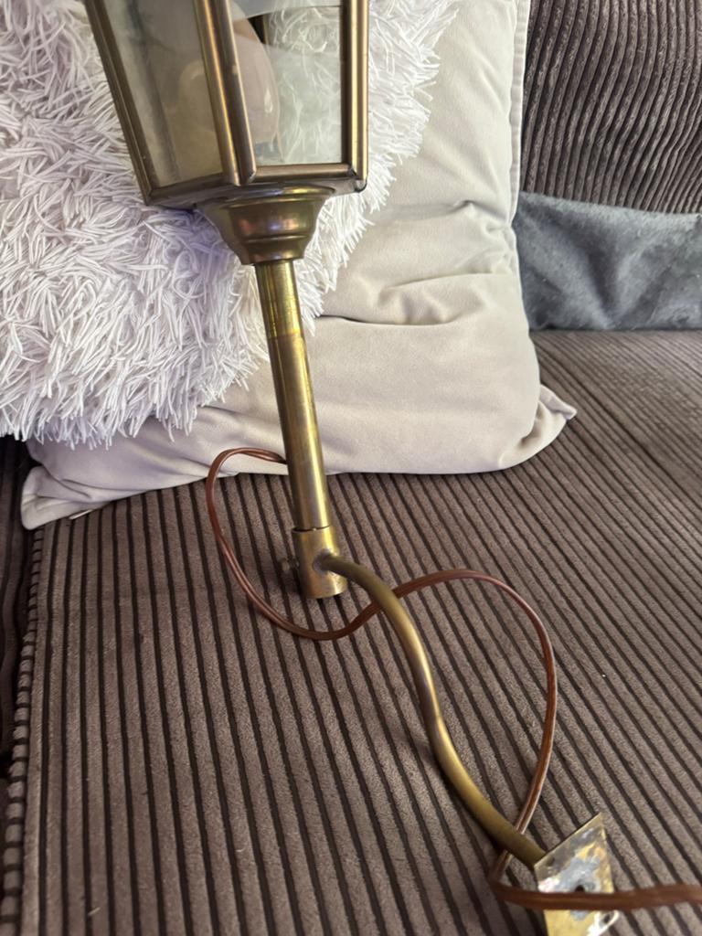 Antieke koetslamp - messing met vogeldecoratie, Antiek en Kunst, Ophalen of Verzenden
