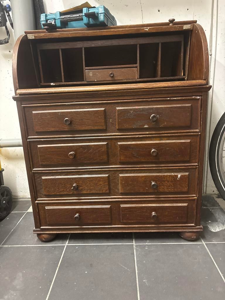 Antiek rolluikbureau met lades, Antiek en Kunst, Antiek | Meubels | Kasten, Ophalen of Verzenden