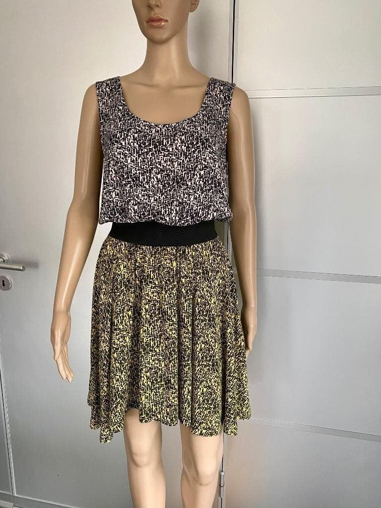 H360 SuperTrash maat 36=S jurk jurkje zomer geel/zwart/beige, Supertrash, Geel, Ophalen of Verzenden, Zo goed als nieuw
