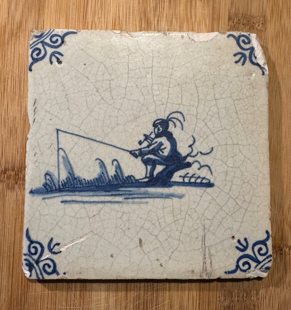 17e eeuwse visser tegel, Antiek en Kunst, Antiek | Wandborden en Tegels, Ophalen of Verzenden