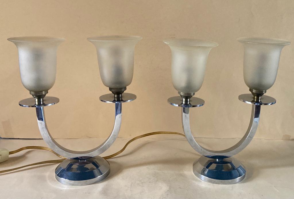 Art-Deco Chroom tafellampen, Ophalen of Verzenden