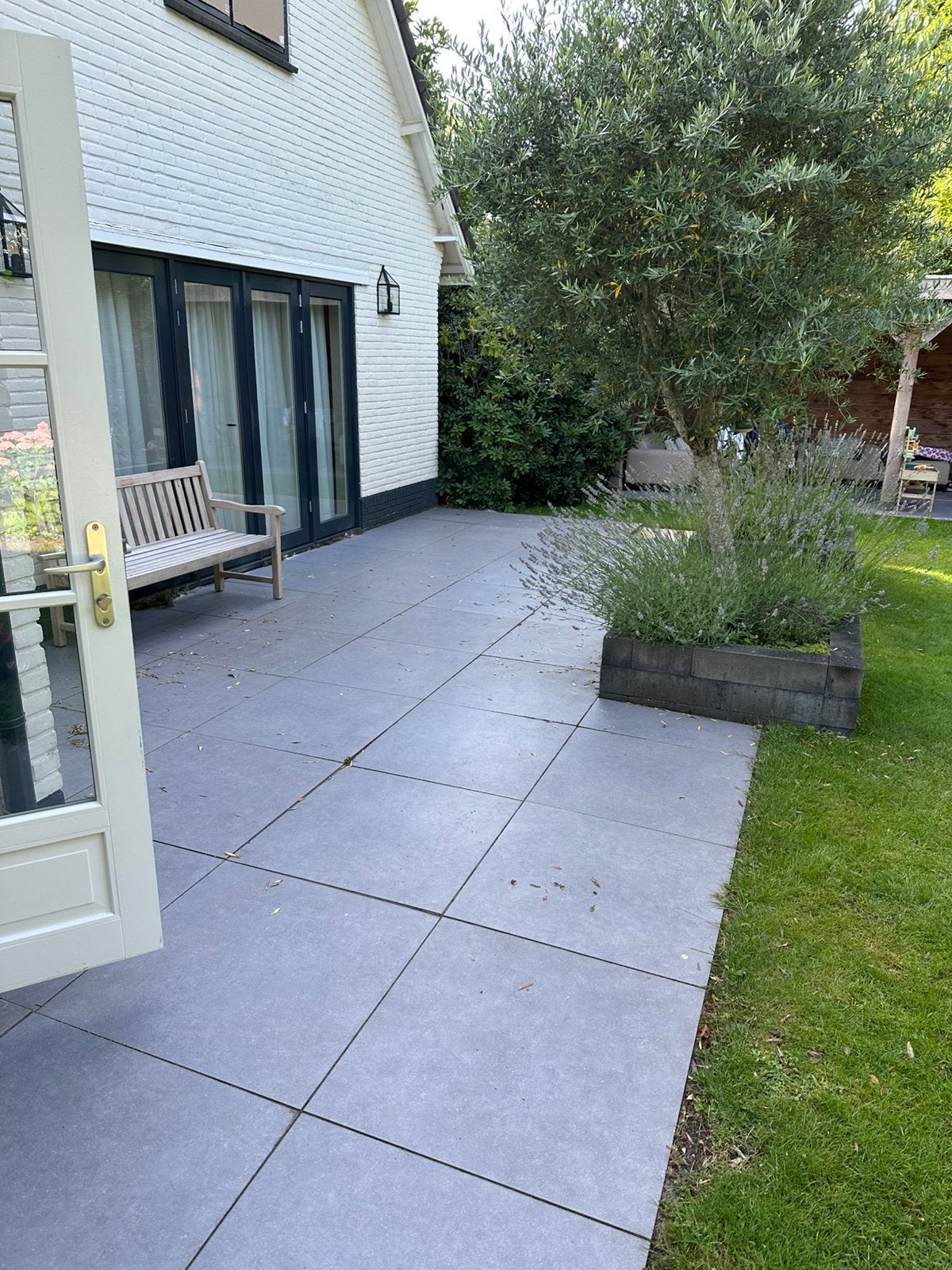 Antraciete keramische terras tegels / plavuizen met beton, Ophalen, Gebruikt, Keramiek, 10 m² of meer