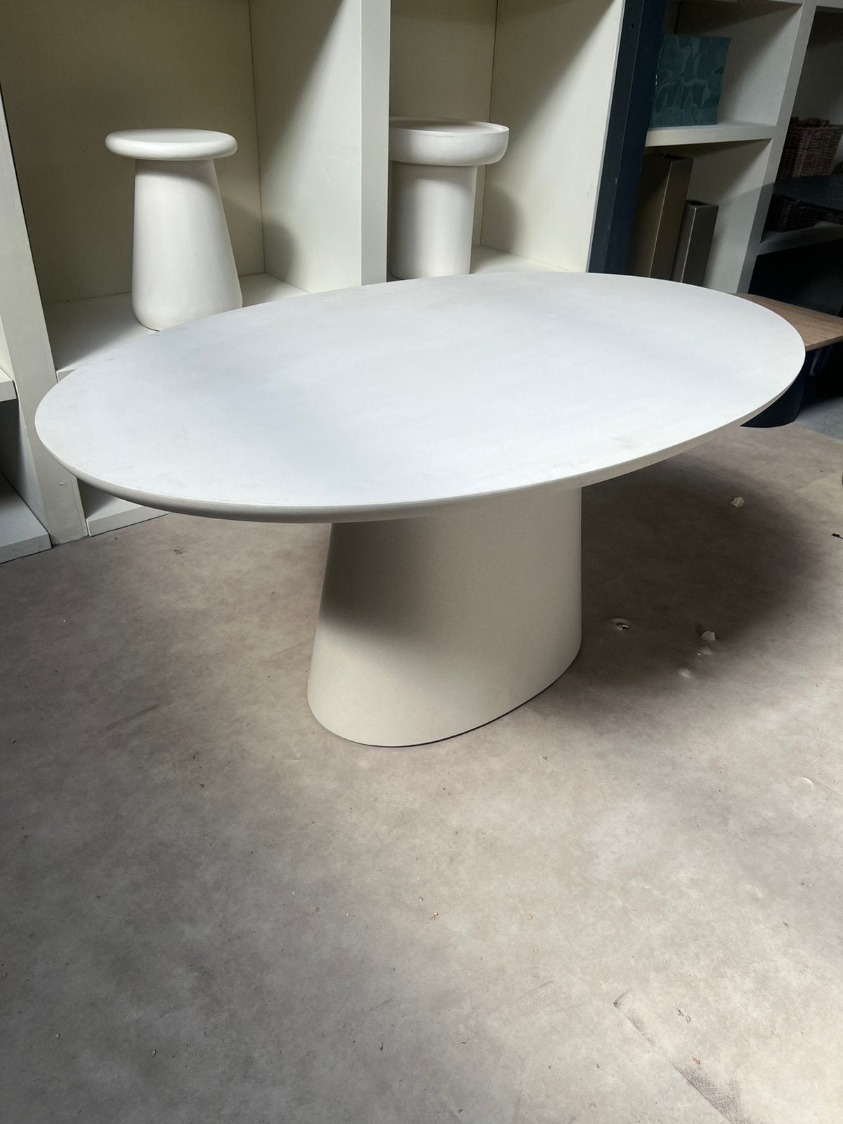 Eettafel/ tuintafel ovaal 160cm eco-composiet, beige, Huis en Inrichting, Tafels | Eettafels, Japandi, 100 tot 150 cm, Van haest