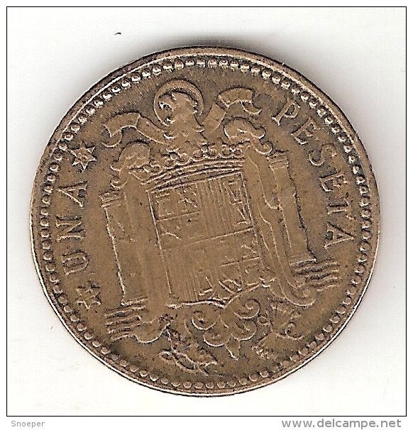 spain 1 peseta 1947 (54) km 775 vf+ cat val 16$, Verzenden, Overige landen, Losse munt