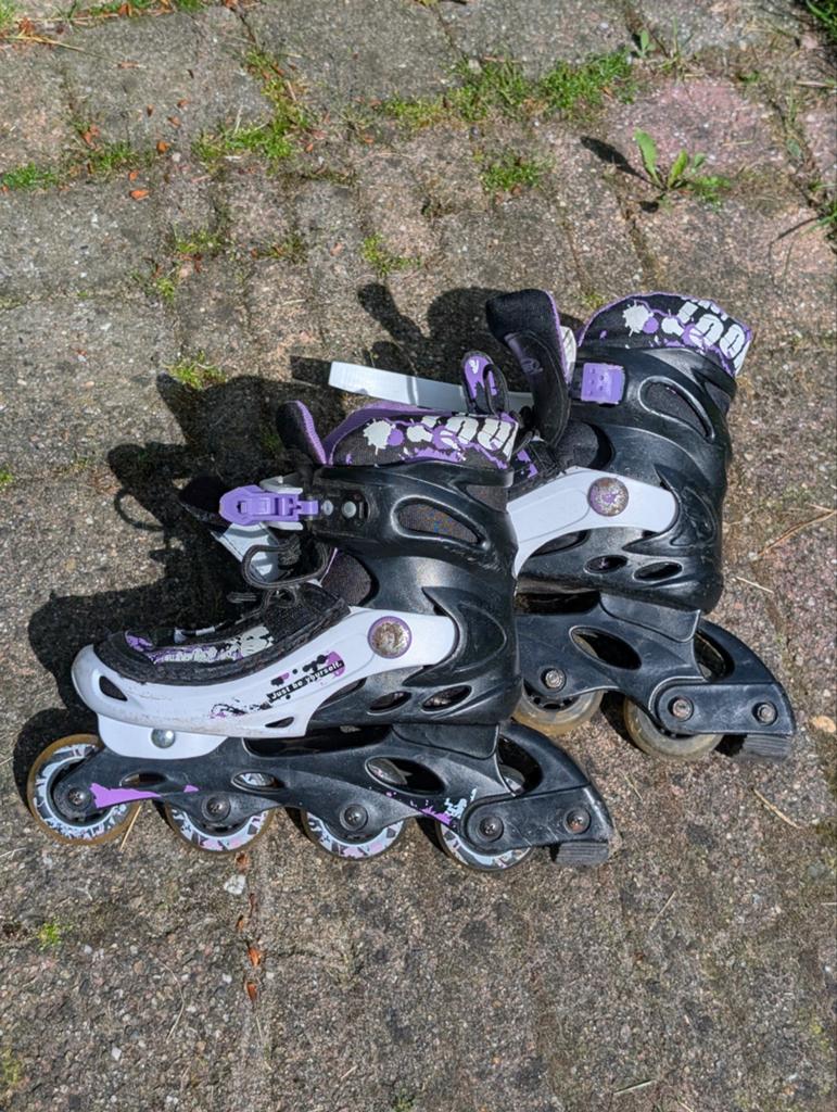 Verstelbare rolschaatsen, maat 35-38, paars/zwart, Ophalen of Verzenden, Verstelbaar, Gebruikt, Kinderen