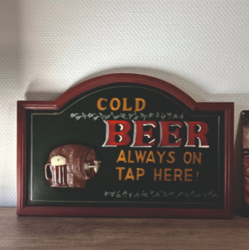 houten mancave bord, Ophalen of Verzenden, Zo goed als nieuw, Reclamebord