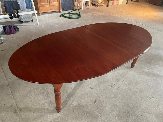Ovale kersenhouten eettafel, Ophalen, 100 tot 150 cm, Klassiek, 200 cm of meer