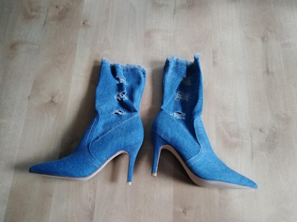 Laarzen spijkerstof, Blauw, Lage of Enkellaarzen, Nieuw, Ophalen of Verzenden
