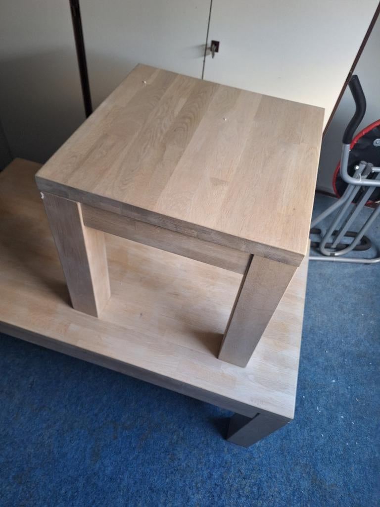 Hoektafel en salontafel set - Licht hout, Huis en Inrichting, Gebruikt, 50 tot 100 cm, Vierkant, Minder dan 50 cm